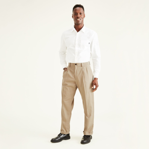 Easy Stretch Khakis. Pleated. Relaxed Fit
